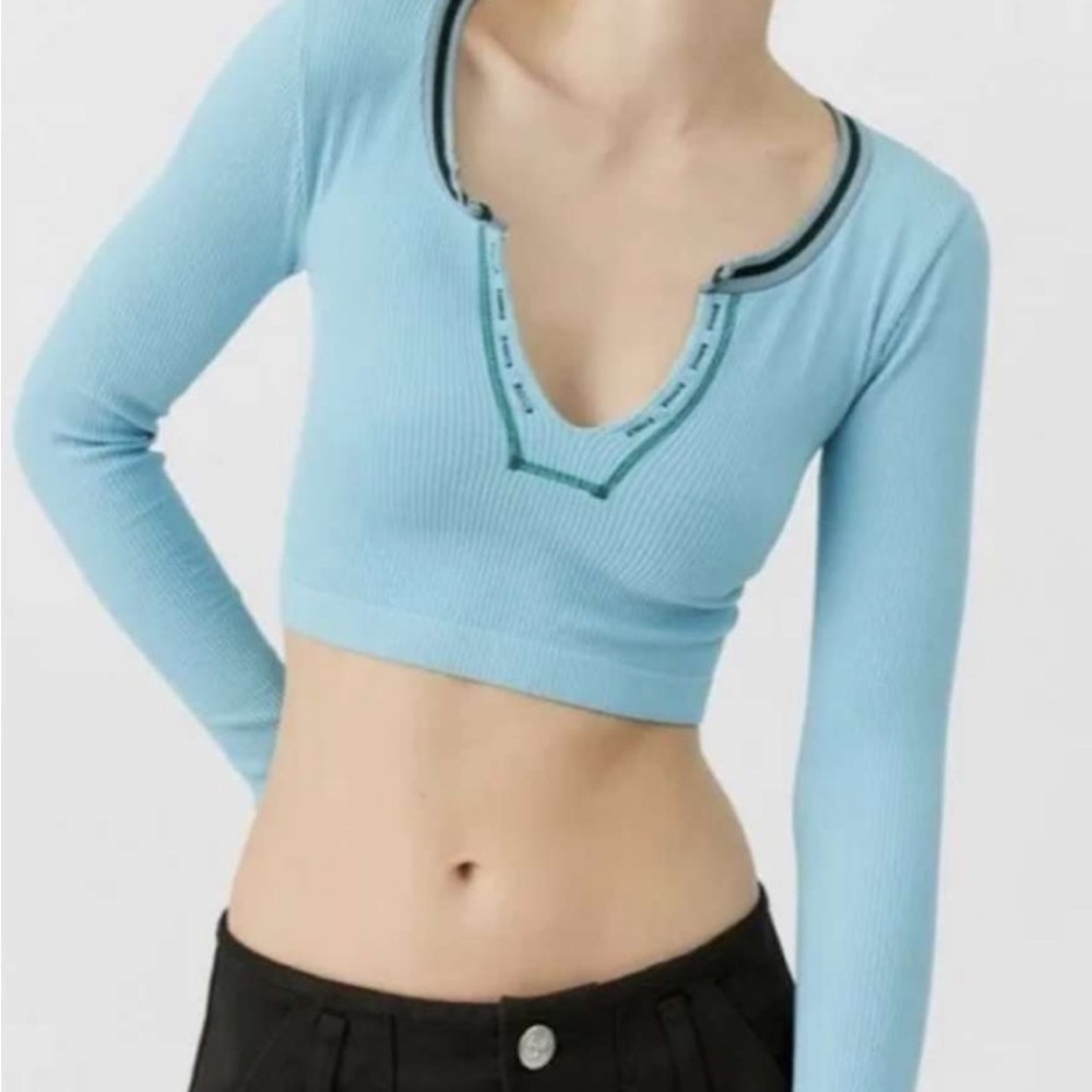 Urban Outfitters Light Blue Long Sleeve Bodysuit